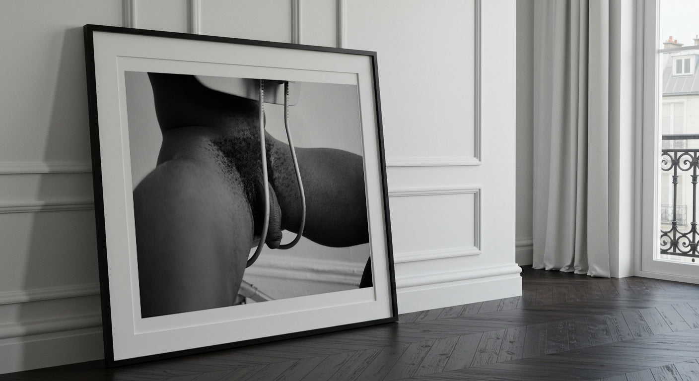 framed black and white nude figure limited edition print