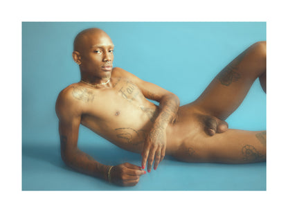 Fine Art Nude Portrait in blue background by Lucas Castro Pardo