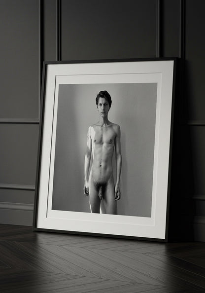 framed black and white nude male art print